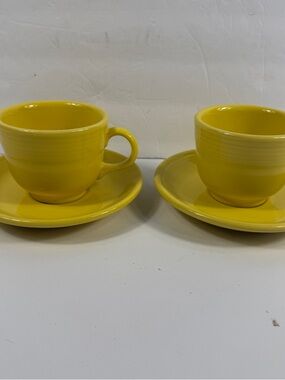 Fiesta Yellow Teacup and Saucer Set - 2 Pieces